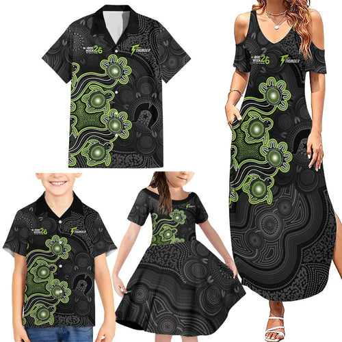 Personalised Sydney Thunder NAIDOC Week 2026 Family Matching Summer Maxi Dress and Hawaiian Shirt Sea Turtles Aboriginal Art