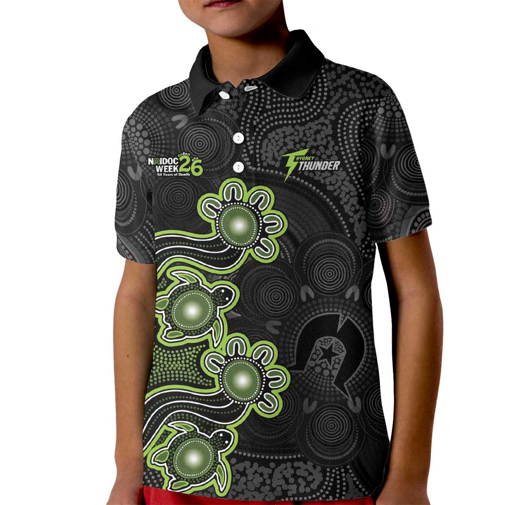 Personalised Sydney Thunder NAIDOC Week 2026 Kid Polo Shirt Sea Turtles Aboriginal Art