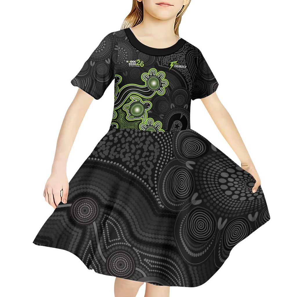 Personalised Sydney Thunder NAIDOC Week 2026 Kid Short Sleeve Dress Sea Turtles Aboriginal Art