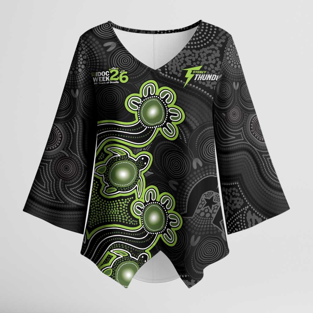 Personalised Sydney Thunder NAIDOC Week 2026 Kimono Sleeve Blouse Sea Turtles Aboriginal Art