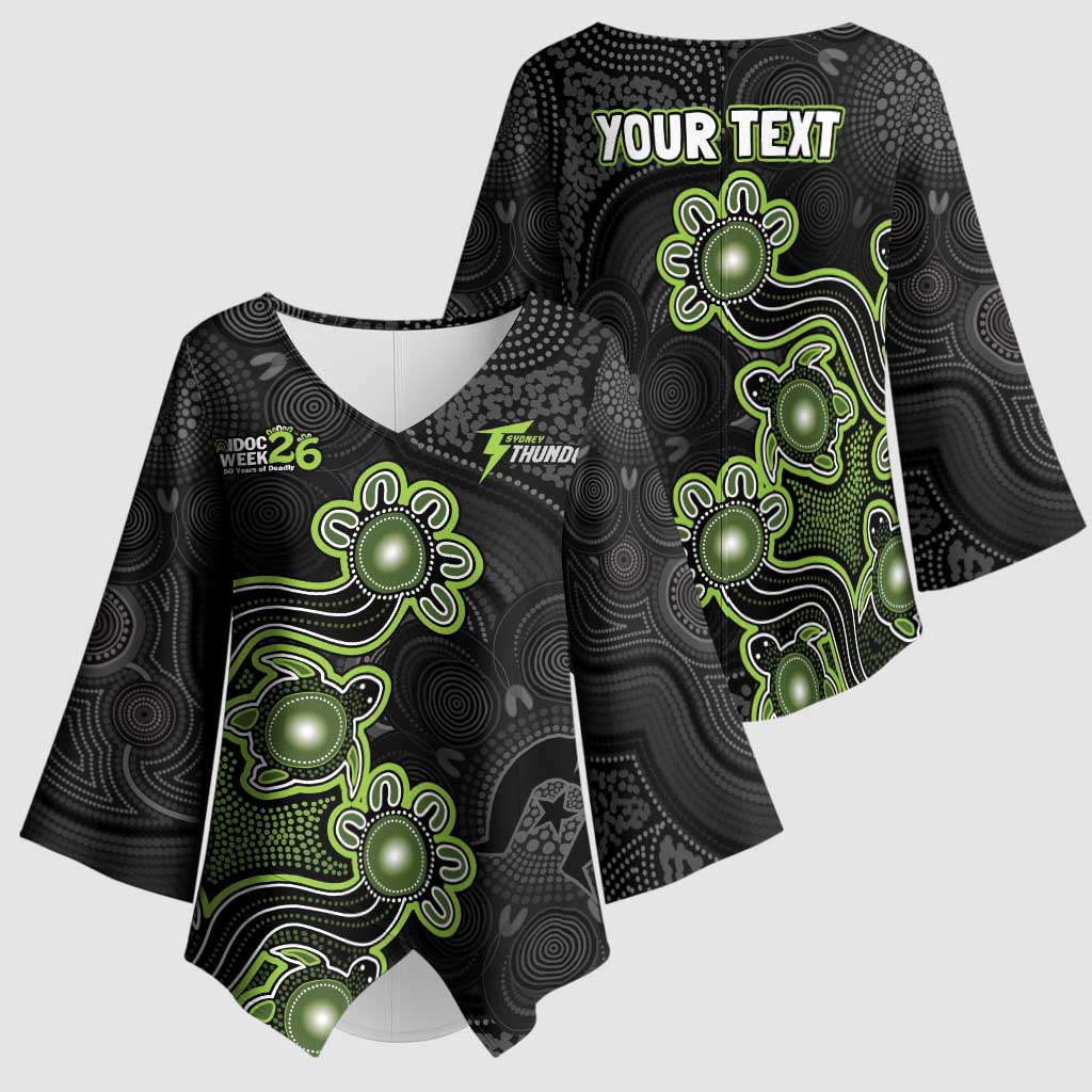 Personalised Sydney Thunder NAIDOC Week 2026 Kimono Sleeve Blouse Sea Turtles Aboriginal Art