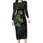 Personalised Sydney Thunder NAIDOC Week 2026 Long Sleeve Bodycon Dress Sea Turtles Aboriginal Art