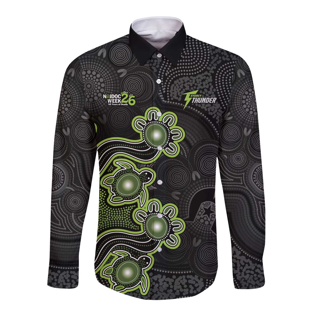 Personalised Sydney Thunder NAIDOC Week 2026 Long Sleeve Button Shirt Sea Turtles Aboriginal Art