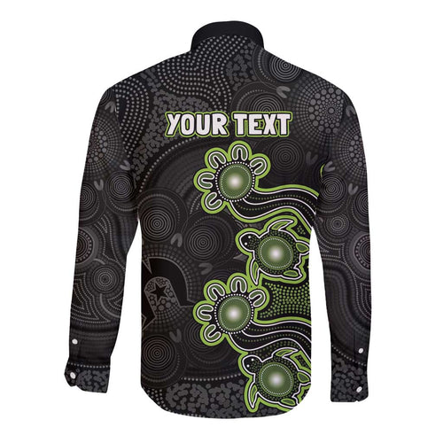 Personalised Sydney Thunder NAIDOC Week 2026 Long Sleeve Button Shirt Sea Turtles Aboriginal Art