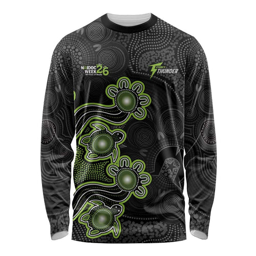 Personalised Sydney Thunder NAIDOC Week 2026 Long Sleeve Shirt Sea Turtles Aboriginal Art