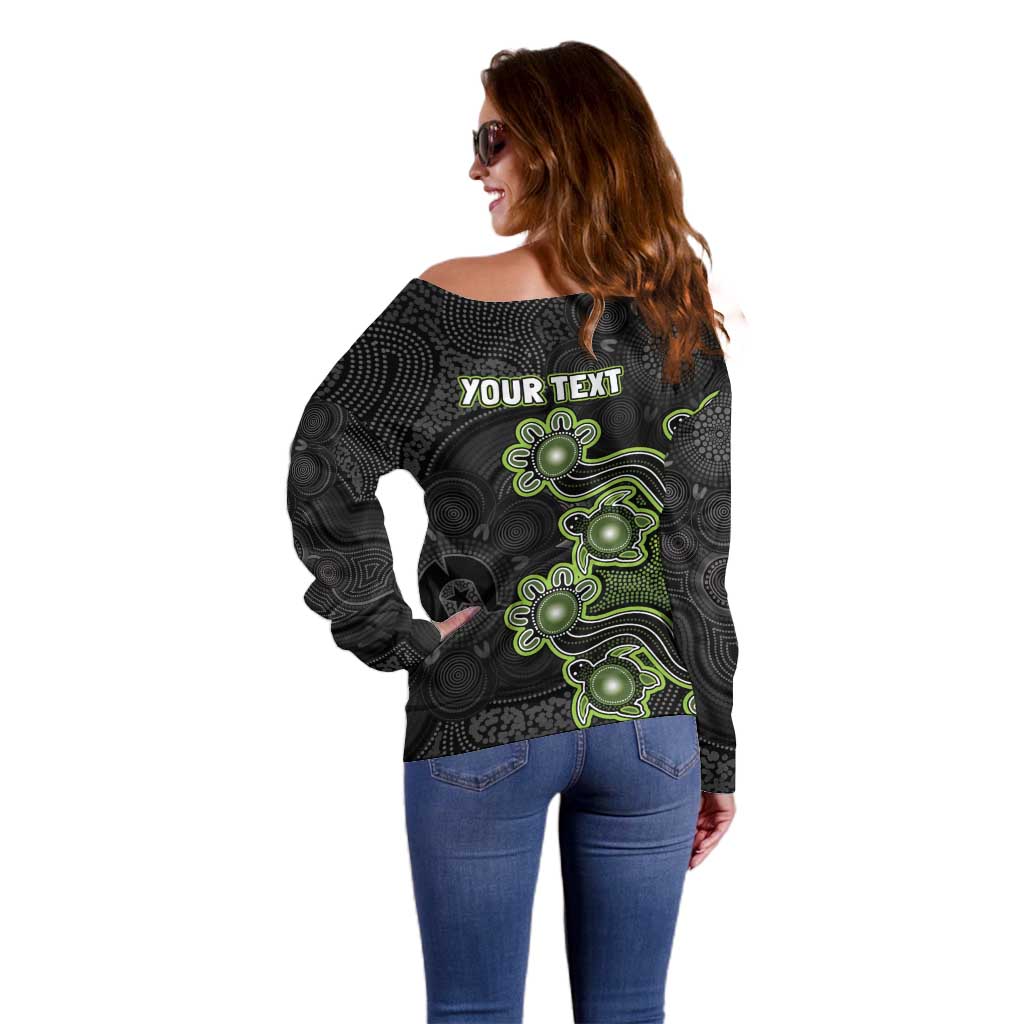 Personalised Sydney Thunder NAIDOC Week 2026 Off Shoulder Sweater Sea Turtles Aboriginal Art