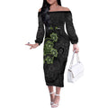 Personalised Sydney Thunder NAIDOC Week 2026 Off The Shoulder Long Sleeve Dress Sea Turtles Aboriginal Art