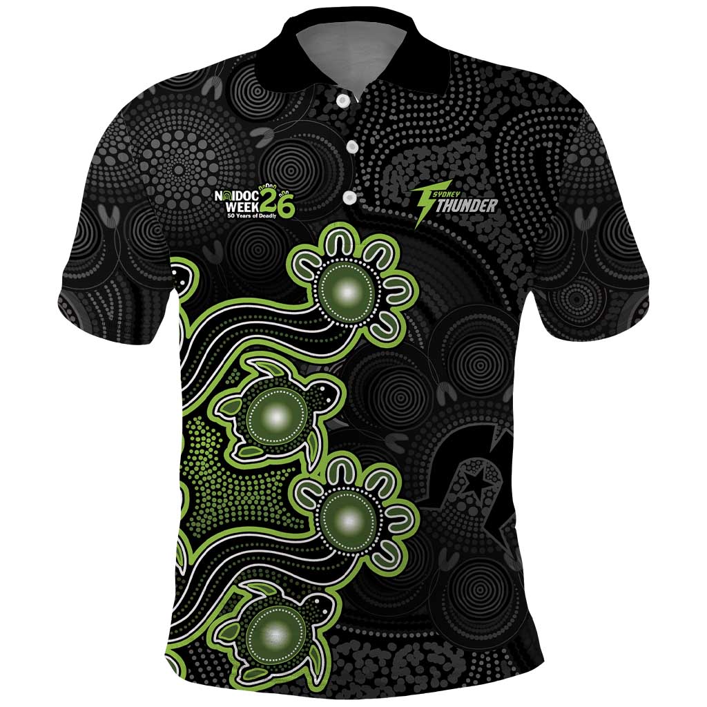 Personalised Sydney Thunder NAIDOC Week 2026 Polo Shirt Sea Turtles Aboriginal Art