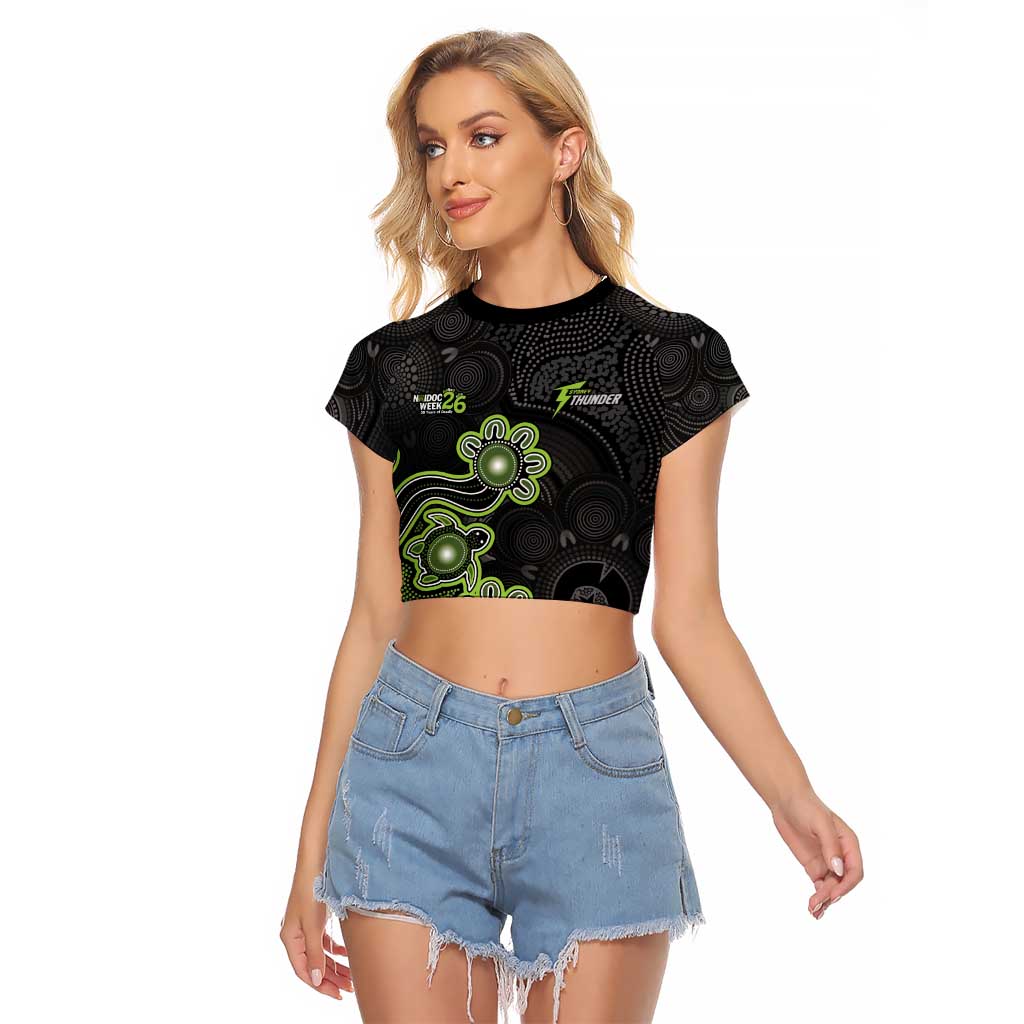 Personalised Sydney Thunder NAIDOC Week 2026 Raglan Cropped T Shirt Sea Turtles Aboriginal Art