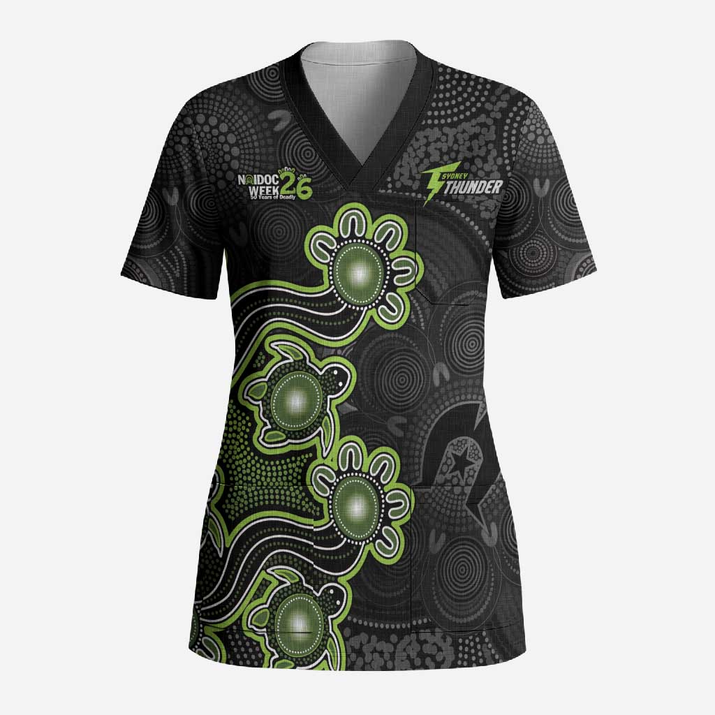Personalised Sydney Thunder NAIDOC Week 2026 Scrub Top Sea Turtles Aboriginal Art
