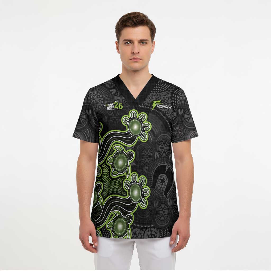 Personalised Sydney Thunder NAIDOC Week 2026 Scrub Top Sea Turtles Aboriginal Art