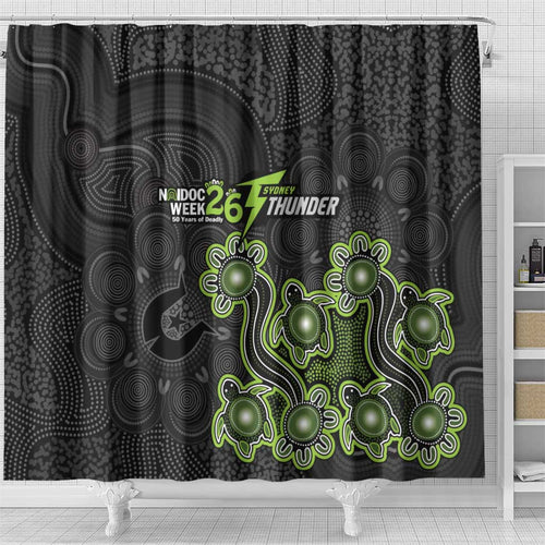 Sydney Thunder NAIDOC Week 2026 Shower Curtain Sea Turtles Aboriginal Art