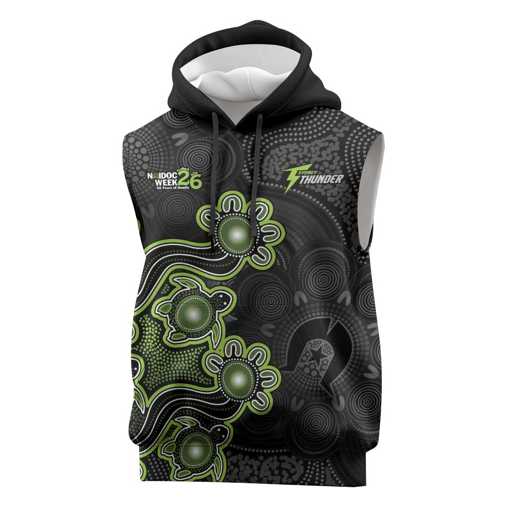 Personalised Sydney Thunder NAIDOC Week 2026 Sleeveless Hoodie Sea Turtles Aboriginal Art