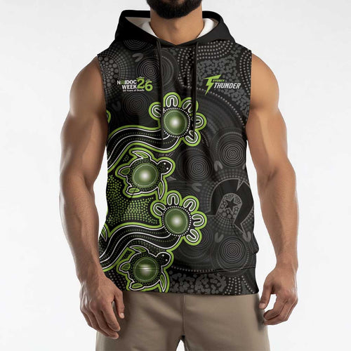 Personalised Sydney Thunder NAIDOC Week 2026 Sleeveless Hoodie Sea Turtles Aboriginal Art