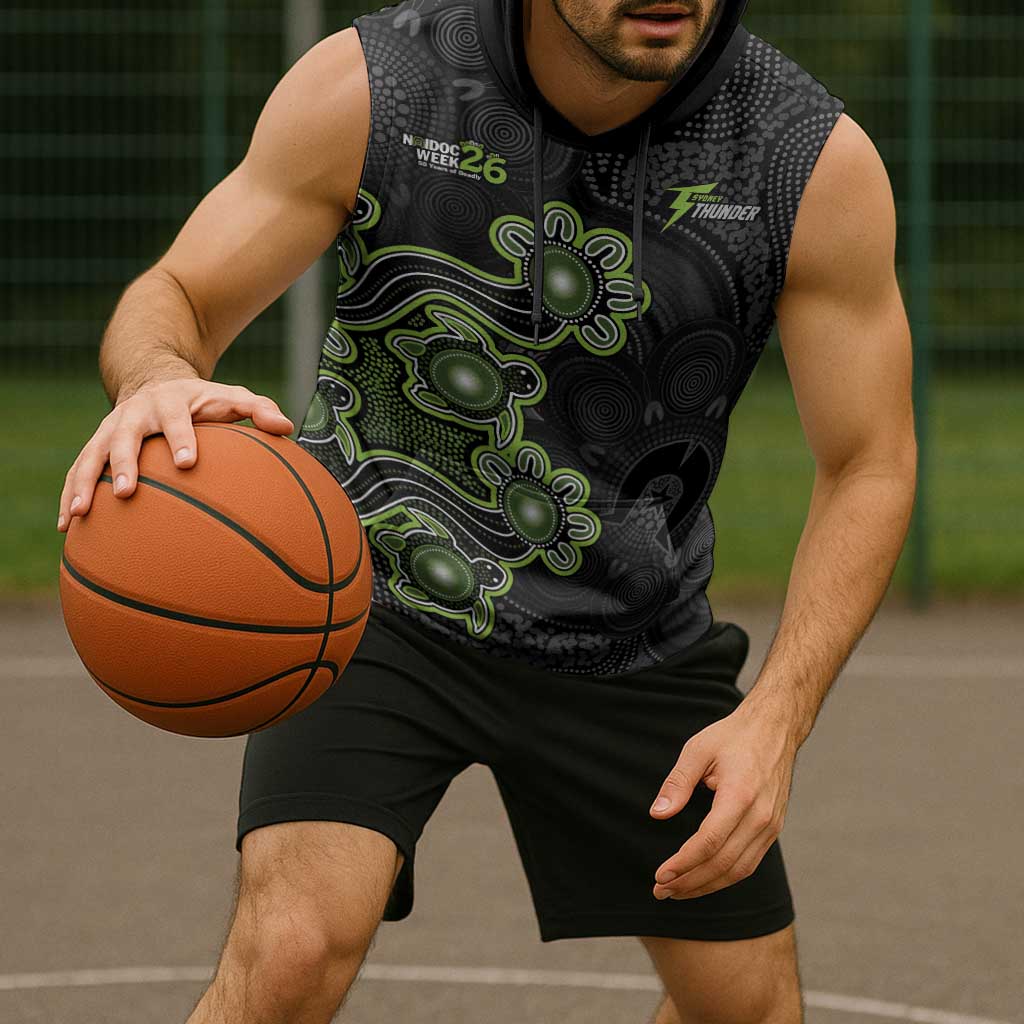 Personalised Sydney Thunder NAIDOC Week 2026 Sleeveless Hoodie Sea Turtles Aboriginal Art