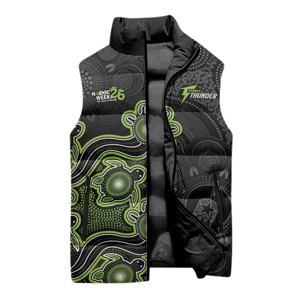 Personalised Sydney Thunder NAIDOC Week 2026 Sleeveless Puffer Jacket Sea Turtles Aboriginal Art