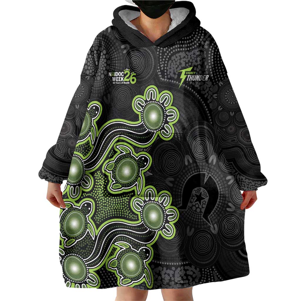 Personalised Sydney Thunder NAIDOC Week 2026 Wearable Blanket Hoodie Sea Turtles Aboriginal Art
