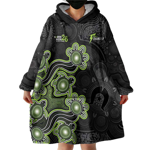 Personalised Sydney Thunder NAIDOC Week 2026 Wearable Blanket Hoodie Sea Turtles Aboriginal Art