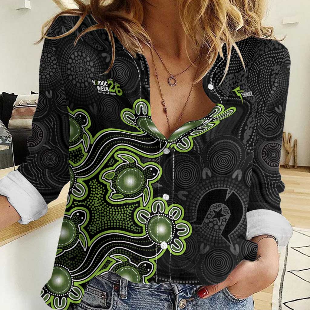 Personalised Sydney Thunder NAIDOC Week 2026 Women Casual Shirt Sea Turtles Aboriginal Art