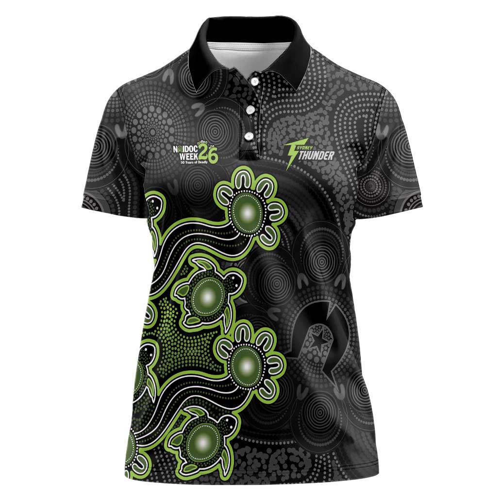 Personalised Sydney Thunder NAIDOC Week 2026 Women Polo Shirt Sea Turtles Aboriginal Art