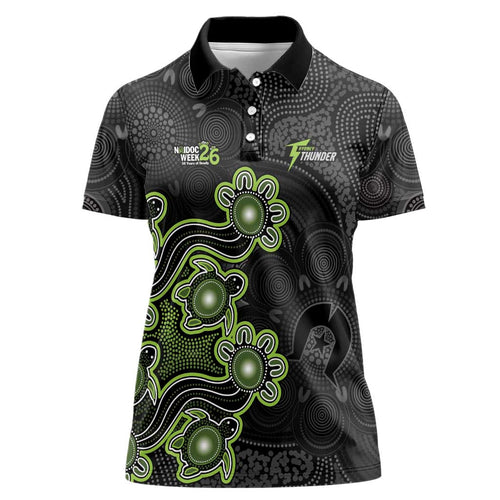 Personalised Sydney Thunder NAIDOC Week 2026 Women Polo Shirt Sea Turtles Aboriginal Art