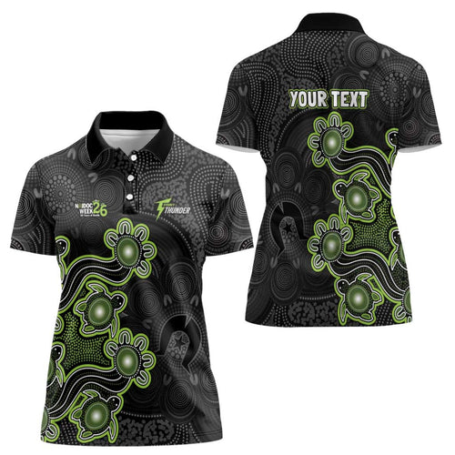 Personalised Sydney Thunder NAIDOC Week 2026 Women Polo Shirt Sea Turtles Aboriginal Art