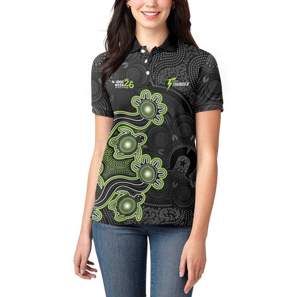 Personalised Sydney Thunder NAIDOC Week 2026 Women Polo Shirt Sea Turtles Aboriginal Art