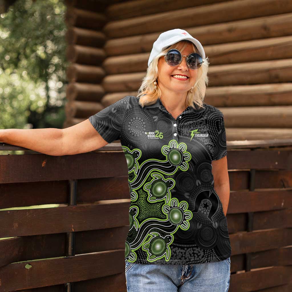 Personalised Sydney Thunder NAIDOC Week 2026 Women Polo Shirt Sea Turtles Aboriginal Art