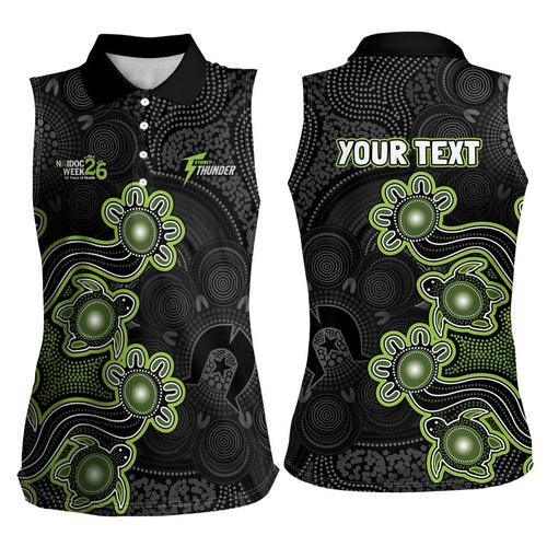 Personalised Sydney Thunder NAIDOC Week 2026 Women Sleeveless Polo Shirt Sea Turtles Aboriginal Art
