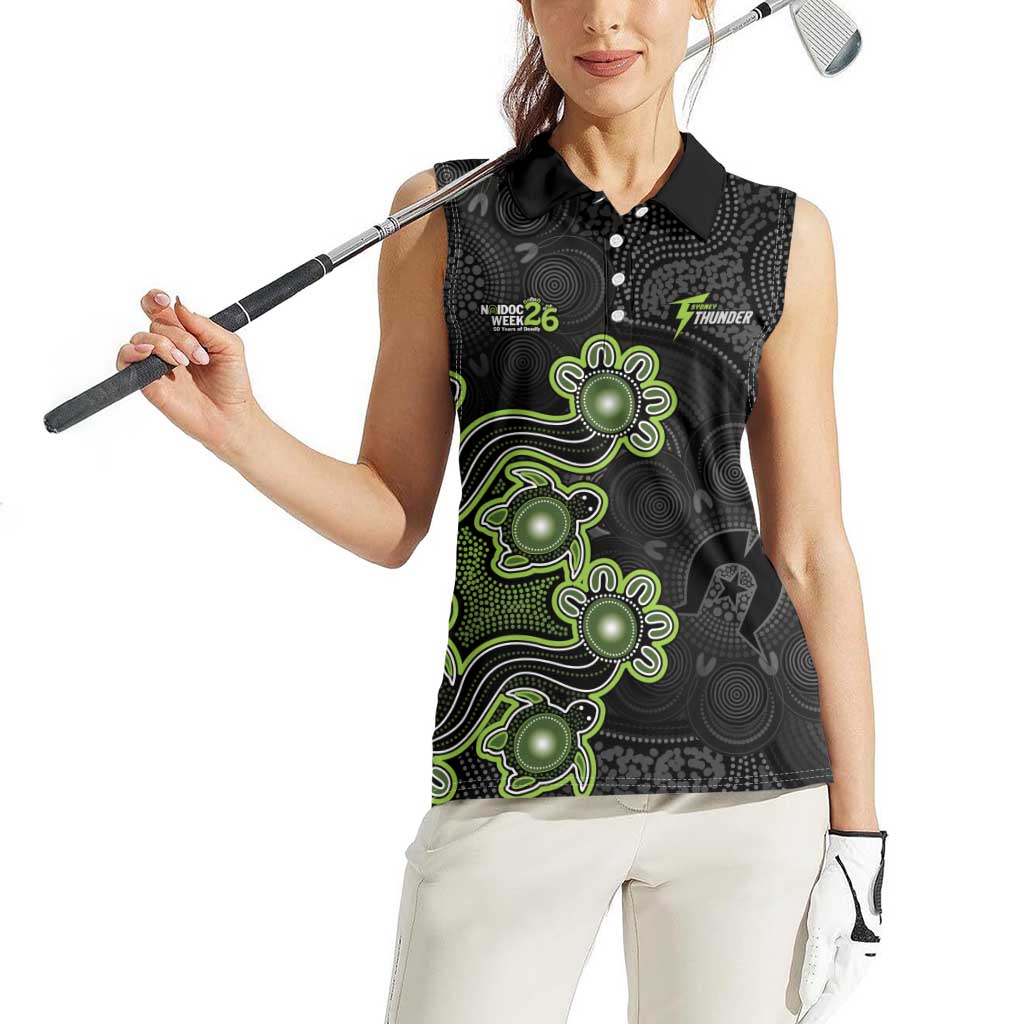 Personalised Sydney Thunder NAIDOC Week 2026 Women Sleeveless Polo Shirt Sea Turtles Aboriginal Art