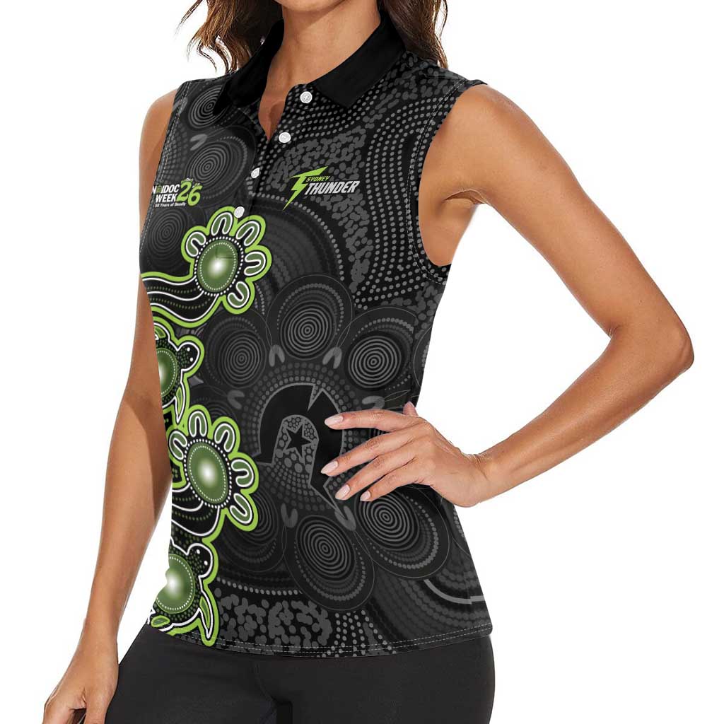 Personalised Sydney Thunder NAIDOC Week 2026 Women Sleeveless Polo Shirt Sea Turtles Aboriginal Art