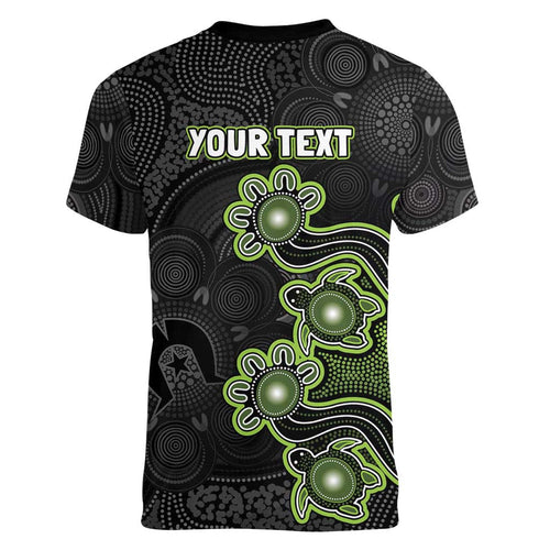 Personalised Sydney Thunder NAIDOC Week 2026 Women V-Neck T-Shirt Sea Turtles Aboriginal Art