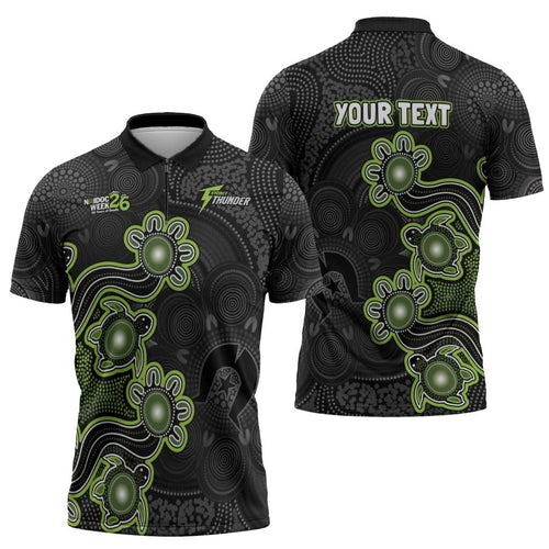 Personalised Sydney Thunder NAIDOC Week 2026 Zipper Polo Shirt Sea Turtles Aboriginal Art