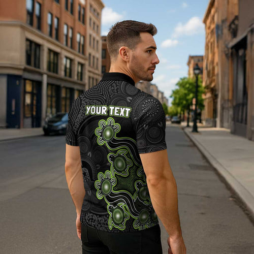 Personalised Sydney Thunder NAIDOC Week 2026 Zipper Polo Shirt Sea Turtles Aboriginal Art