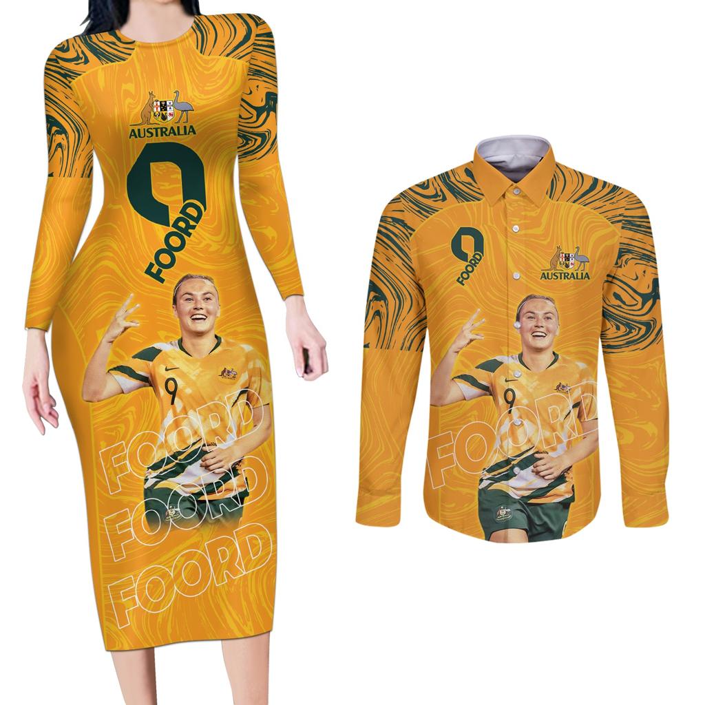 Caitlin Foord Australia Matildas Couples Matching Long Sleeve Bodycon Dress and Long Sleeve Button Shirt