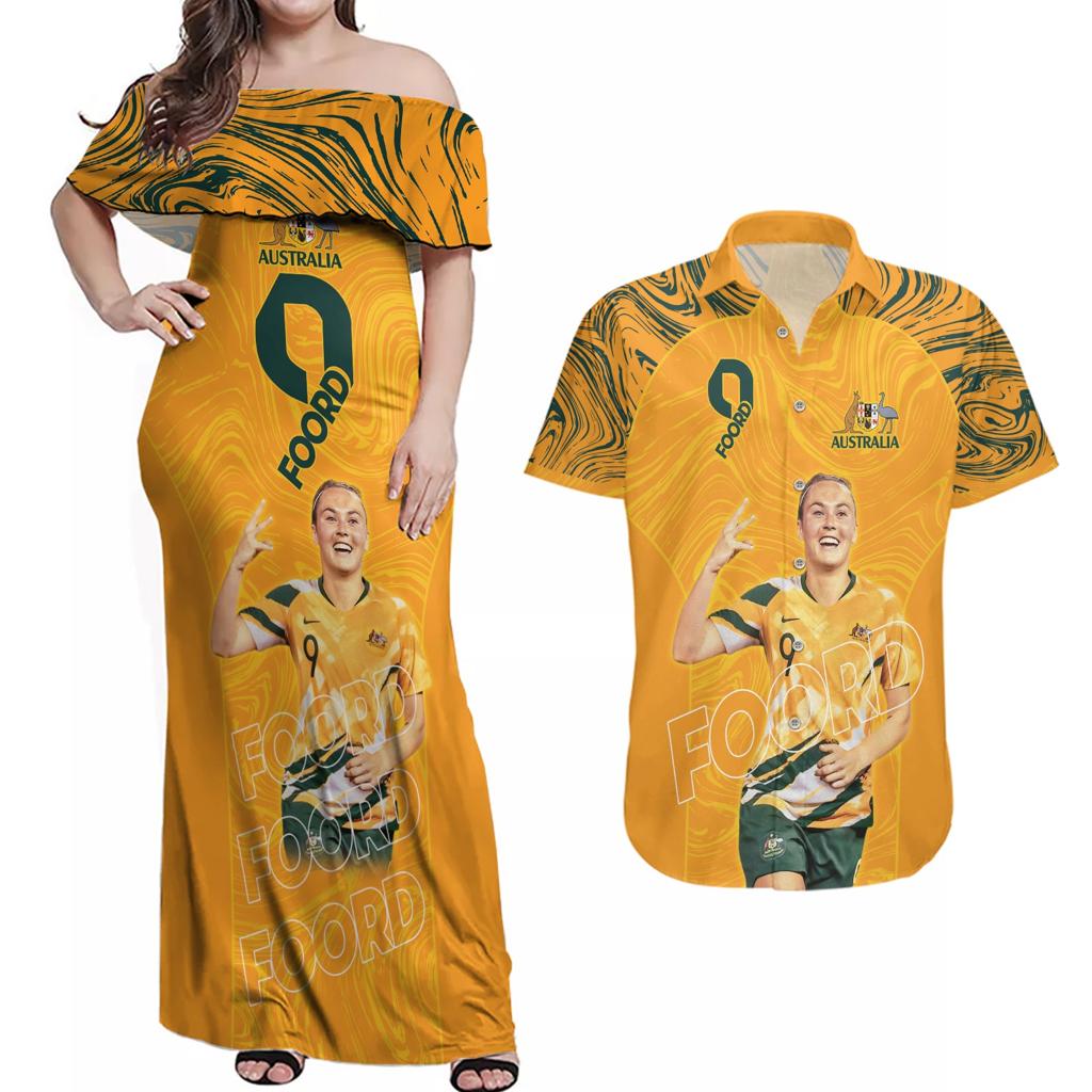Caitlin Foord Australia Matildas Couples Matching Off Shoulder Maxi Dress and Hawaiian Shirt