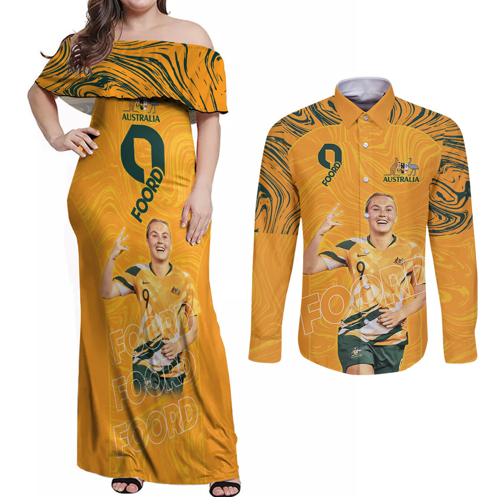 Caitlin Foord Australia Matildas Couples Matching Off Shoulder Maxi Dress and Long Sleeve Button Shirt