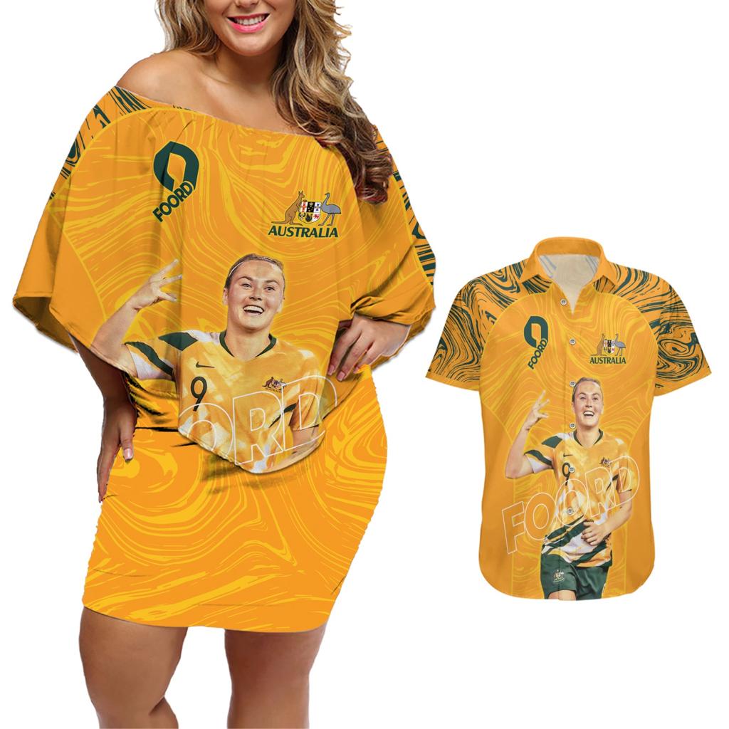 Caitlin Foord Australia Matildas Couples Matching Off Shoulder Short Dress and Hawaiian Shirt