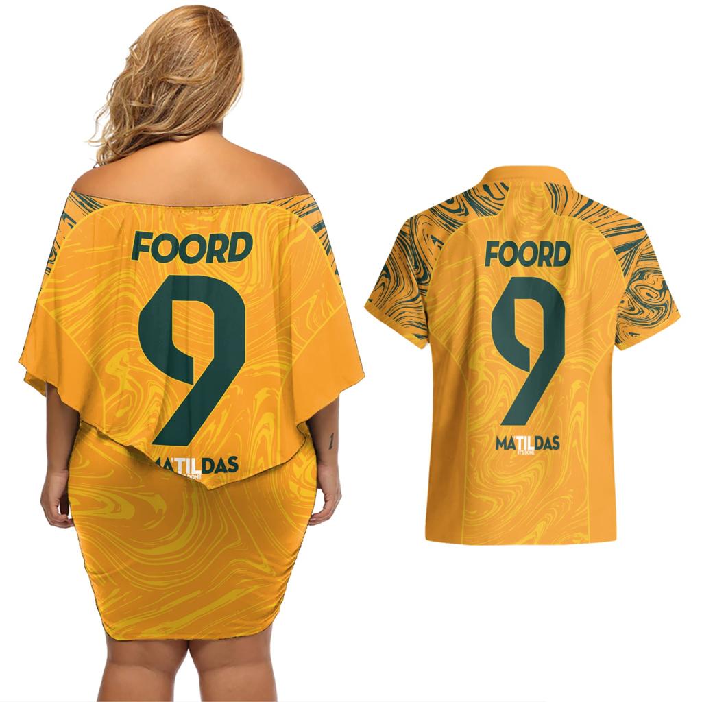 Caitlin Foord Australia Matildas Couples Matching Off Shoulder Short Dress and Hawaiian Shirt