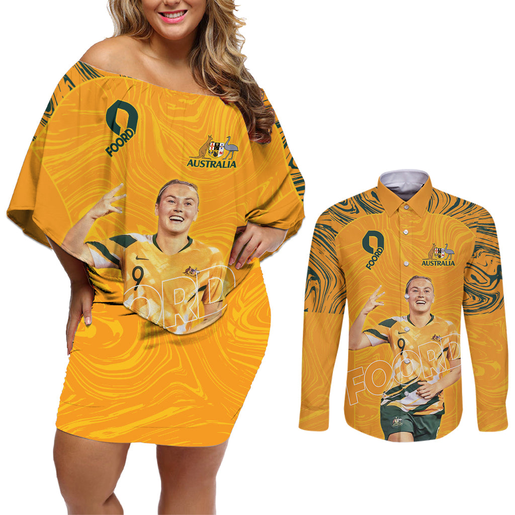 Caitlin Foord Australia Matildas Couples Matching Off Shoulder Short Dress and Long Sleeve Button Shirt