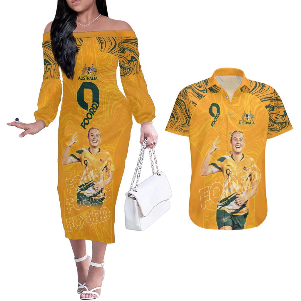 Caitlin Foord Australia Matildas Couples Matching Off The Shoulder Long Sleeve Dress and Hawaiian Shirt
