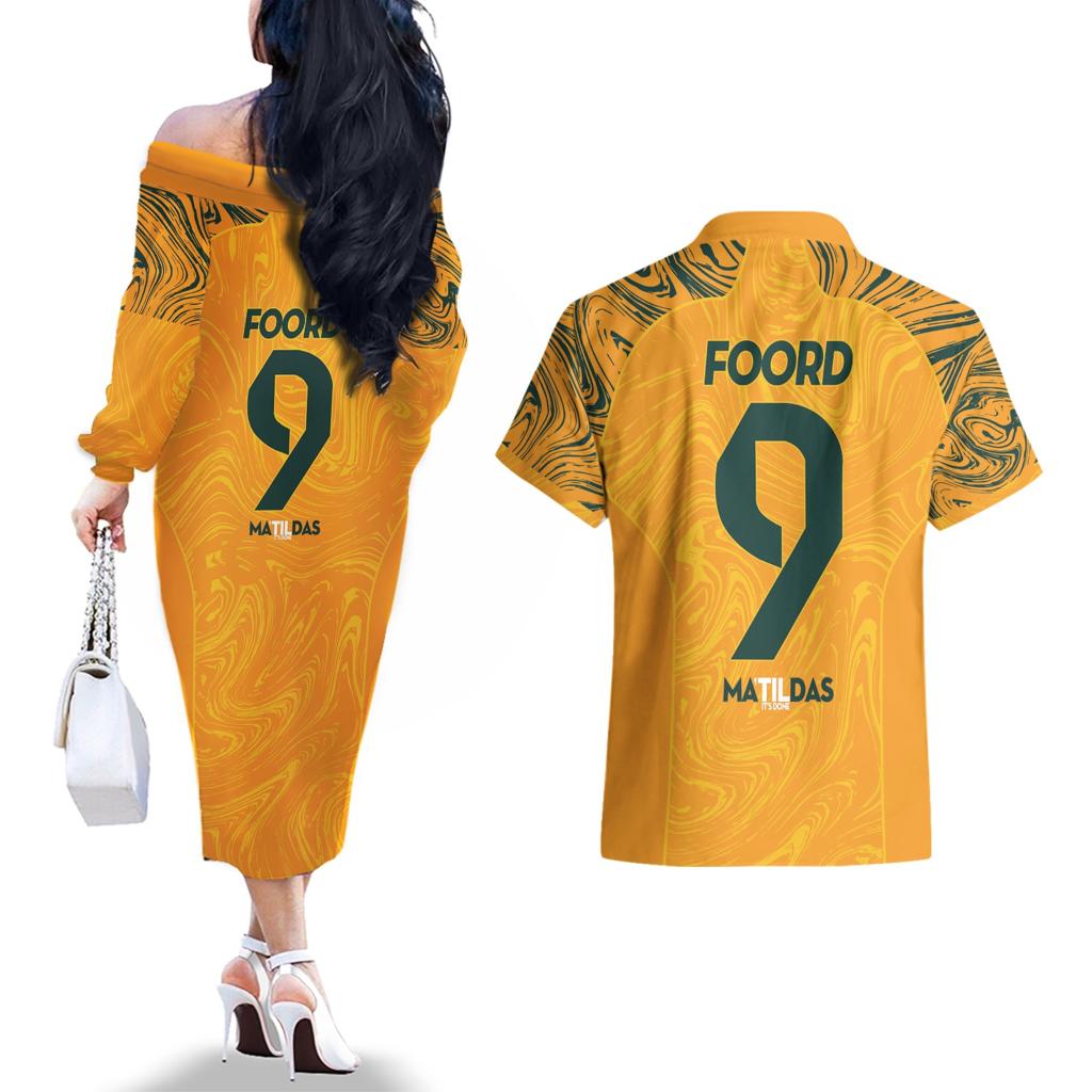 Caitlin Foord Australia Matildas Couples Matching Off The Shoulder Long Sleeve Dress and Hawaiian Shirt