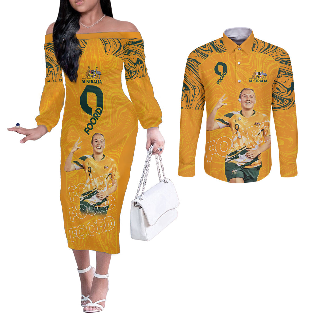 Caitlin Foord Australia Matildas Couples Matching Off The Shoulder Long Sleeve Dress and Long Sleeve Button Shirt