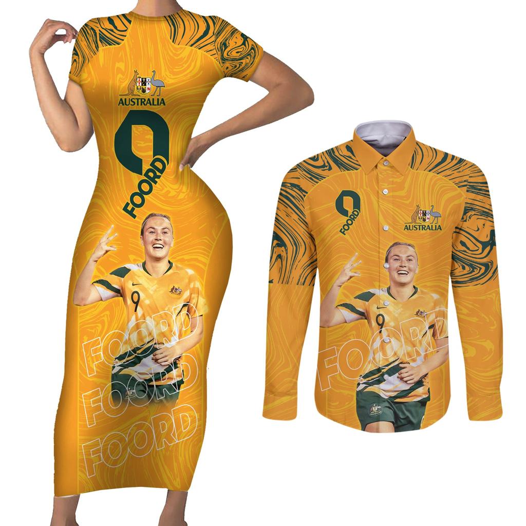Caitlin Foord Australia Matildas Couples Matching Short Sleeve Bodycon Dress and Long Sleeve Button Shirt