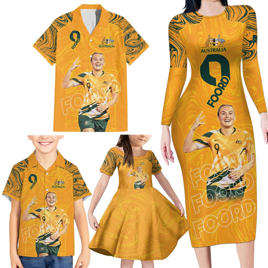 Caitlin Foord Australia Matildas Family Matching Long Sleeve Bodycon Dress and Hawaiian Shirt
