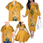 Caitlin Foord Australia Matildas Family Matching Off The Shoulder Long Sleeve Dress and Hawaiian Shirt