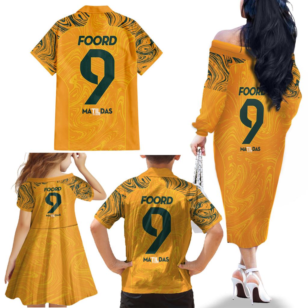 Caitlin Foord Australia Matildas Family Matching Off The Shoulder Long Sleeve Dress and Hawaiian Shirt