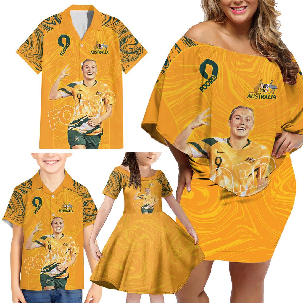 Caitlin Foord Australia Matildas Family Matching Off Shoulder Short Dress and Hawaiian Shirt