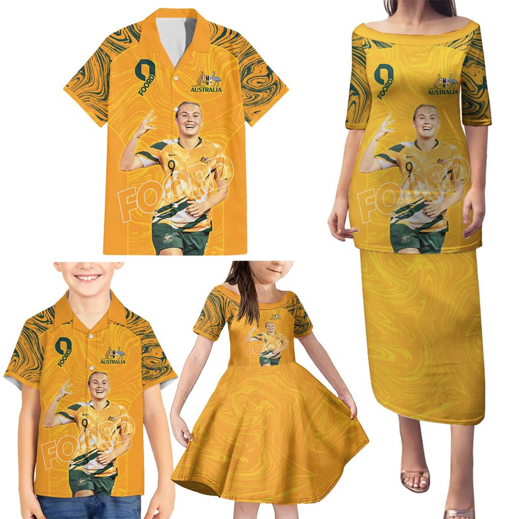 Caitlin Foord Australia Matildas Family Matching Puletasi and Hawaiian Shirt