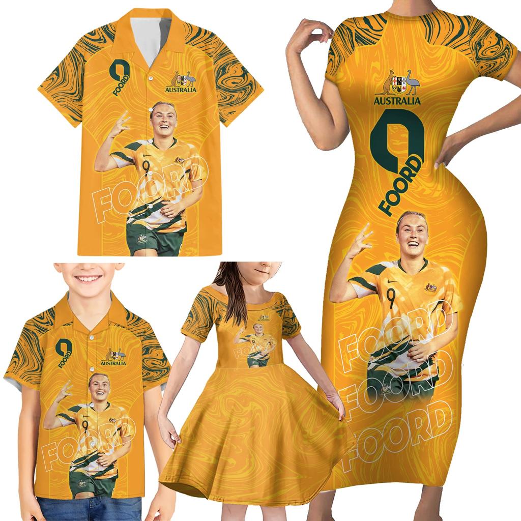 Caitlin Foord Australia Matildas Family Matching Short Sleeve Bodycon Dress and Hawaiian Shirt